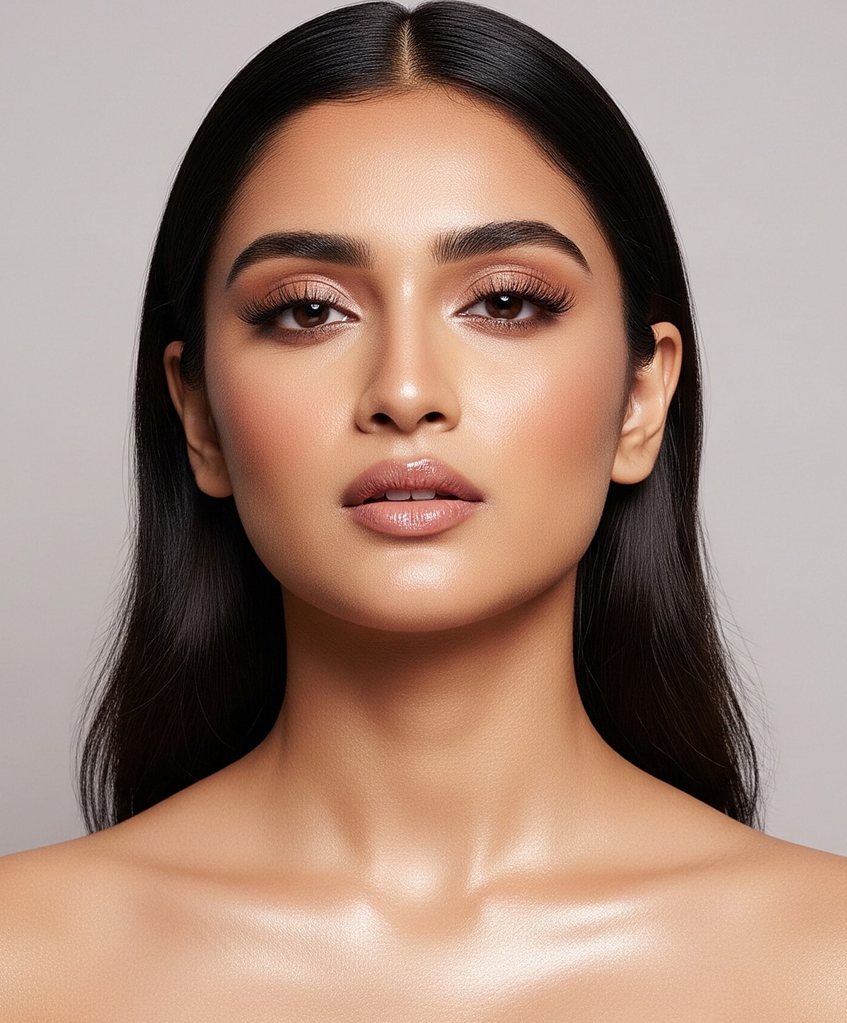 Close-up of a woman's face and smile.