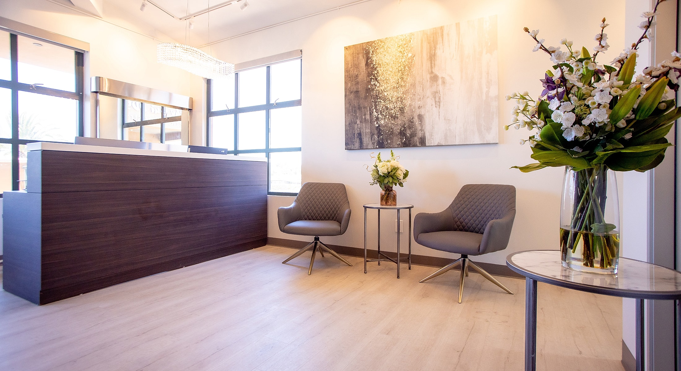 Modern reception area with stylish decor.