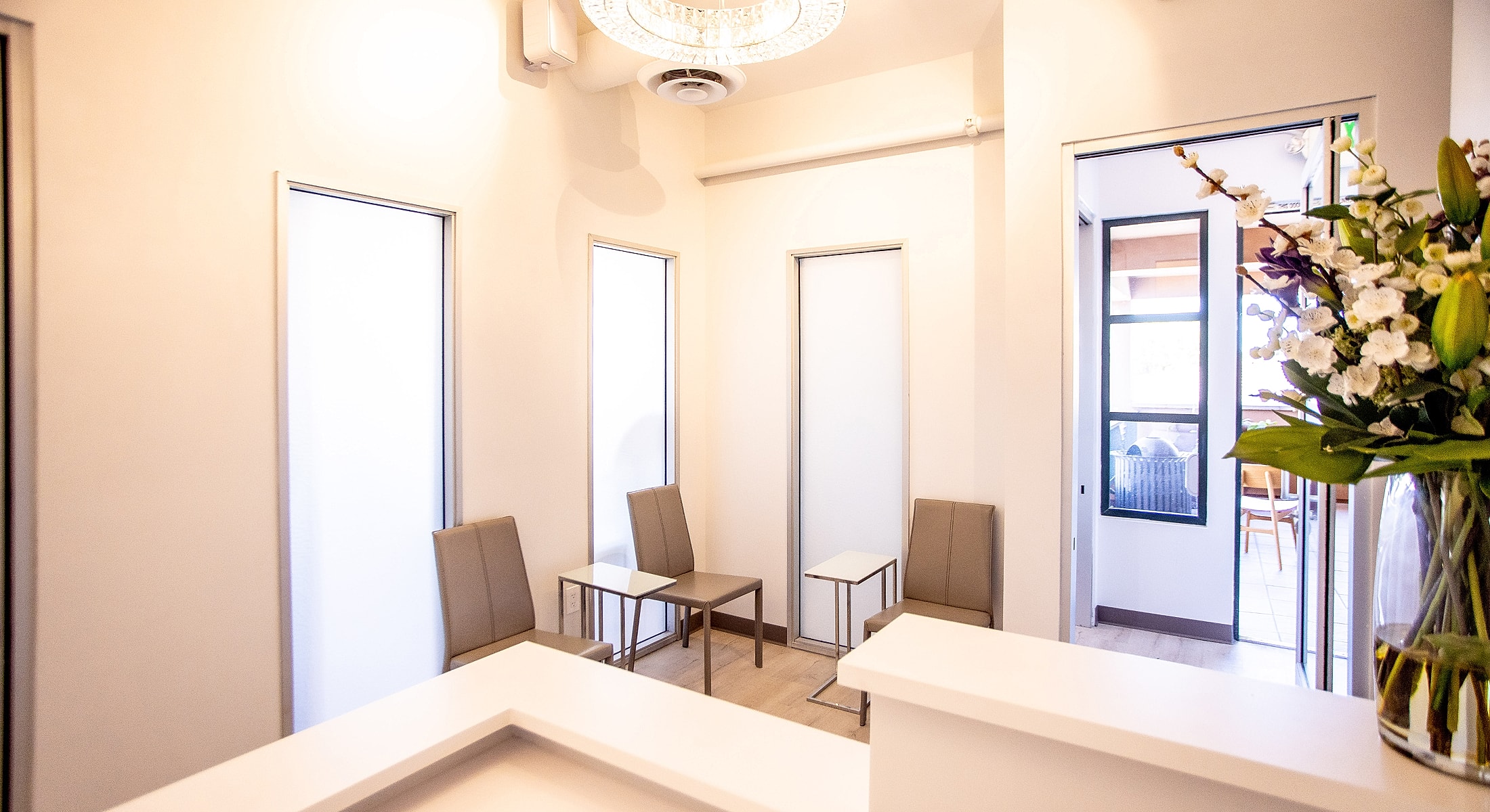 Modern waiting area with minimalist design elements.