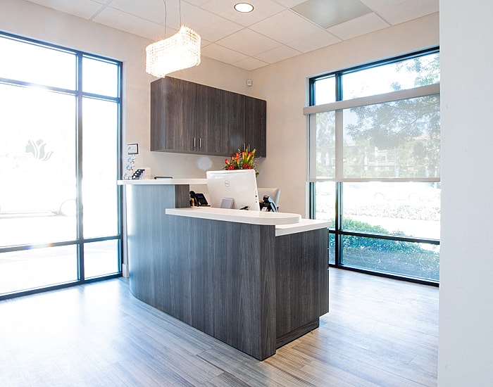 Modern reception area with natural light.